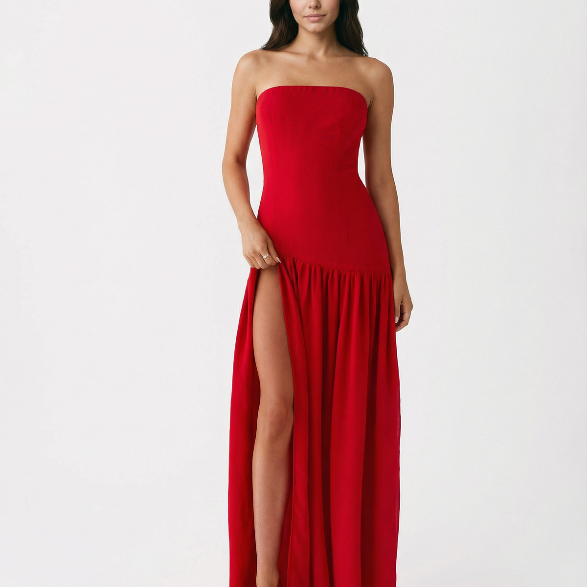 Polly | Strapless Maxi Dress with Side Slit