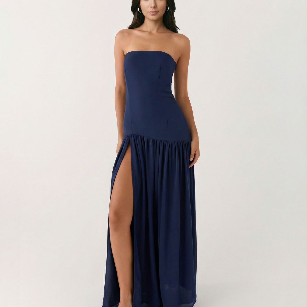 Polly | Strapless Maxi Dress with Side Slit
