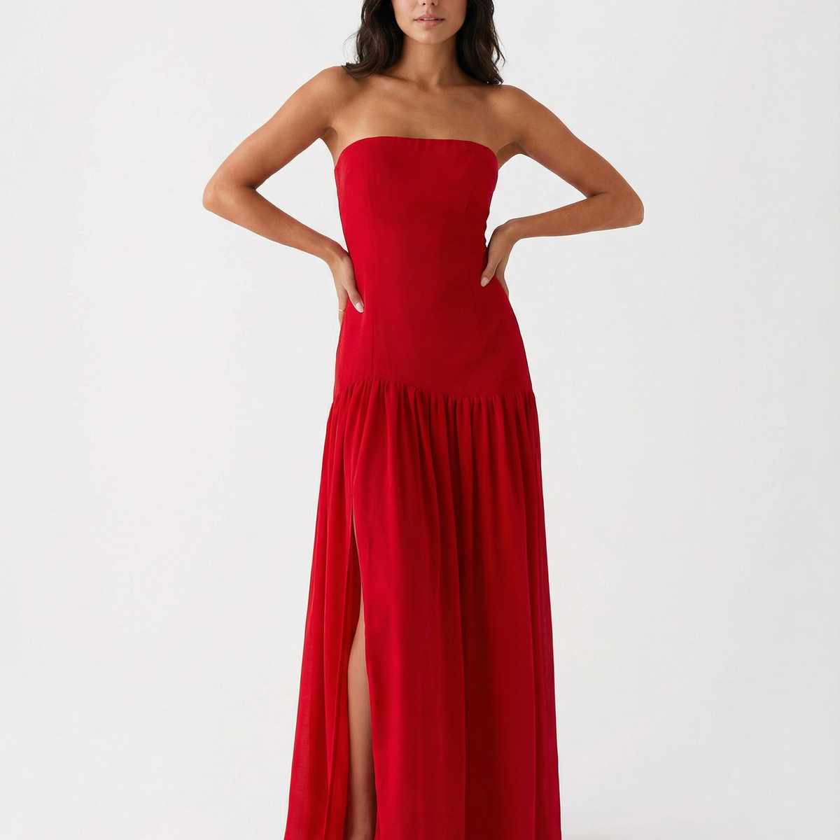 Polly | Strapless Maxi Dress with Side Slit