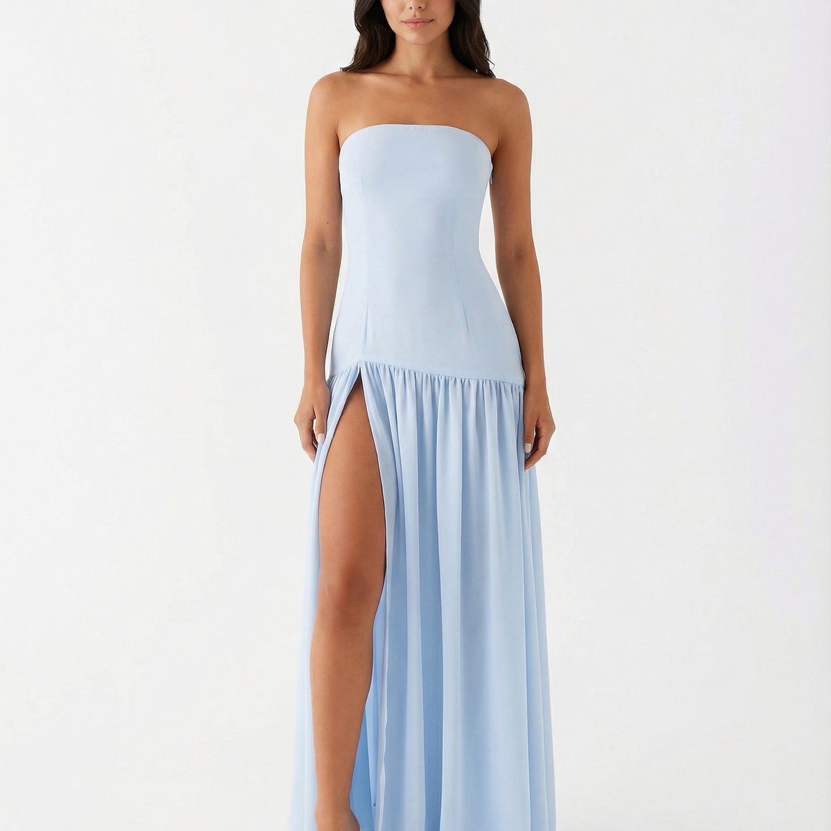 Polly | Strapless Maxi Dress with Side Slit