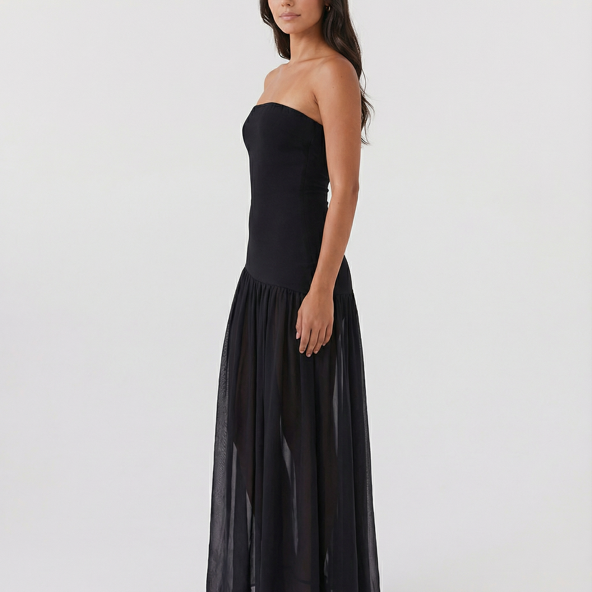 Polly | Strapless Maxi Dress with Side Slit