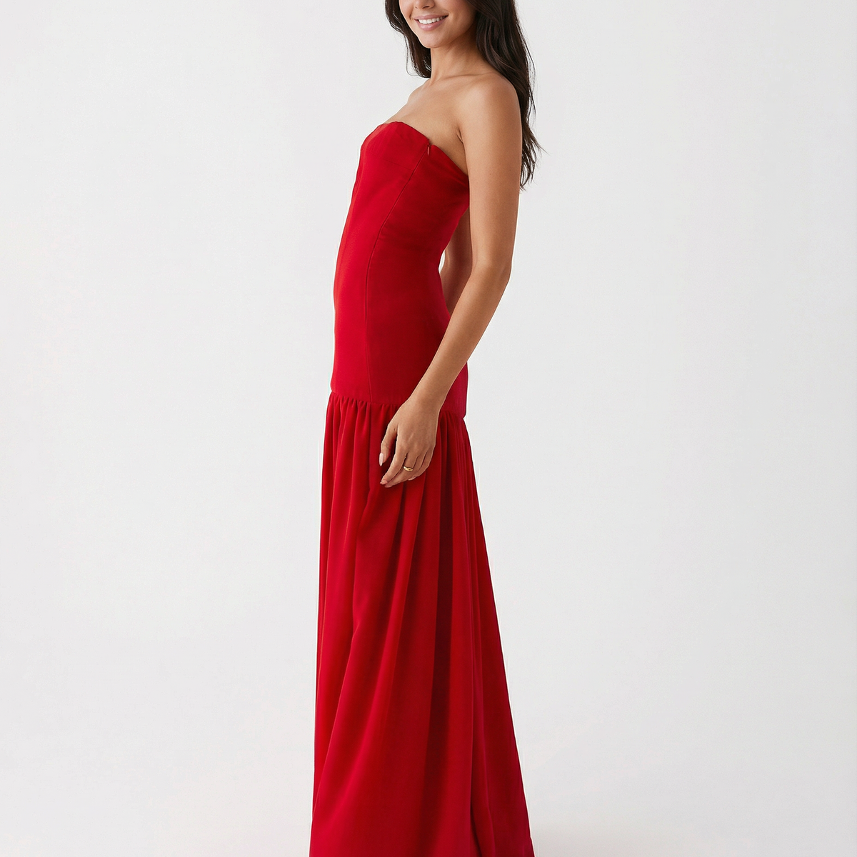 Polly | Strapless Maxi Dress with Side Slit