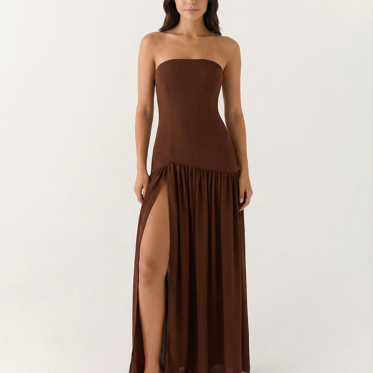 Polly | Strapless Maxi Dress with Side Slit