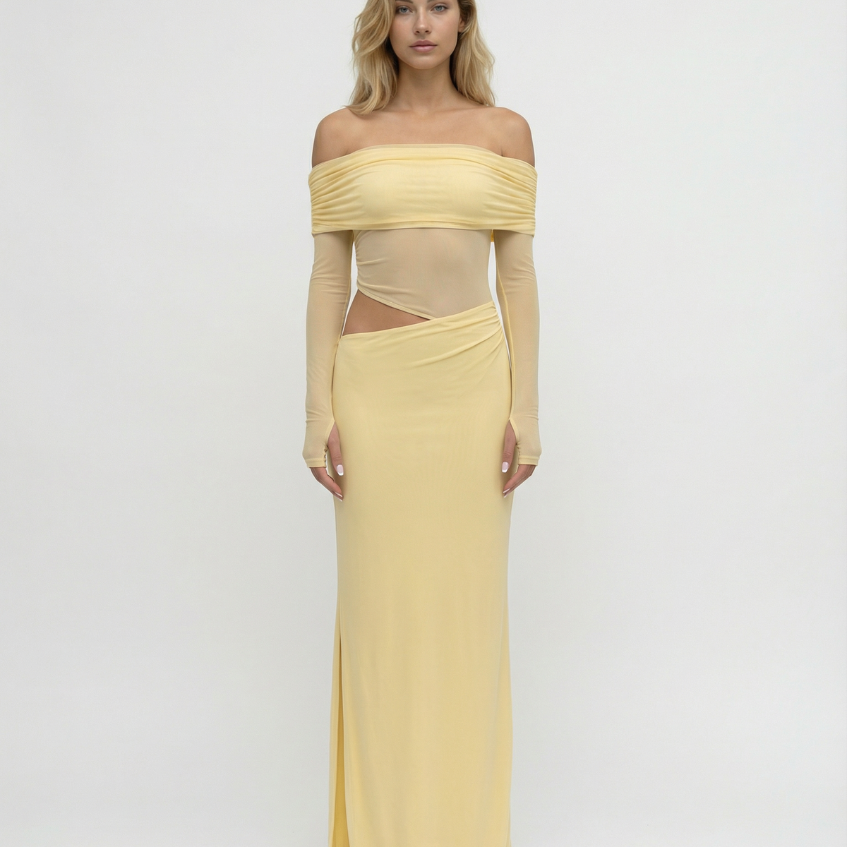 Bertie | Off Shoulder Maxi Dress with Side Cut-Outs