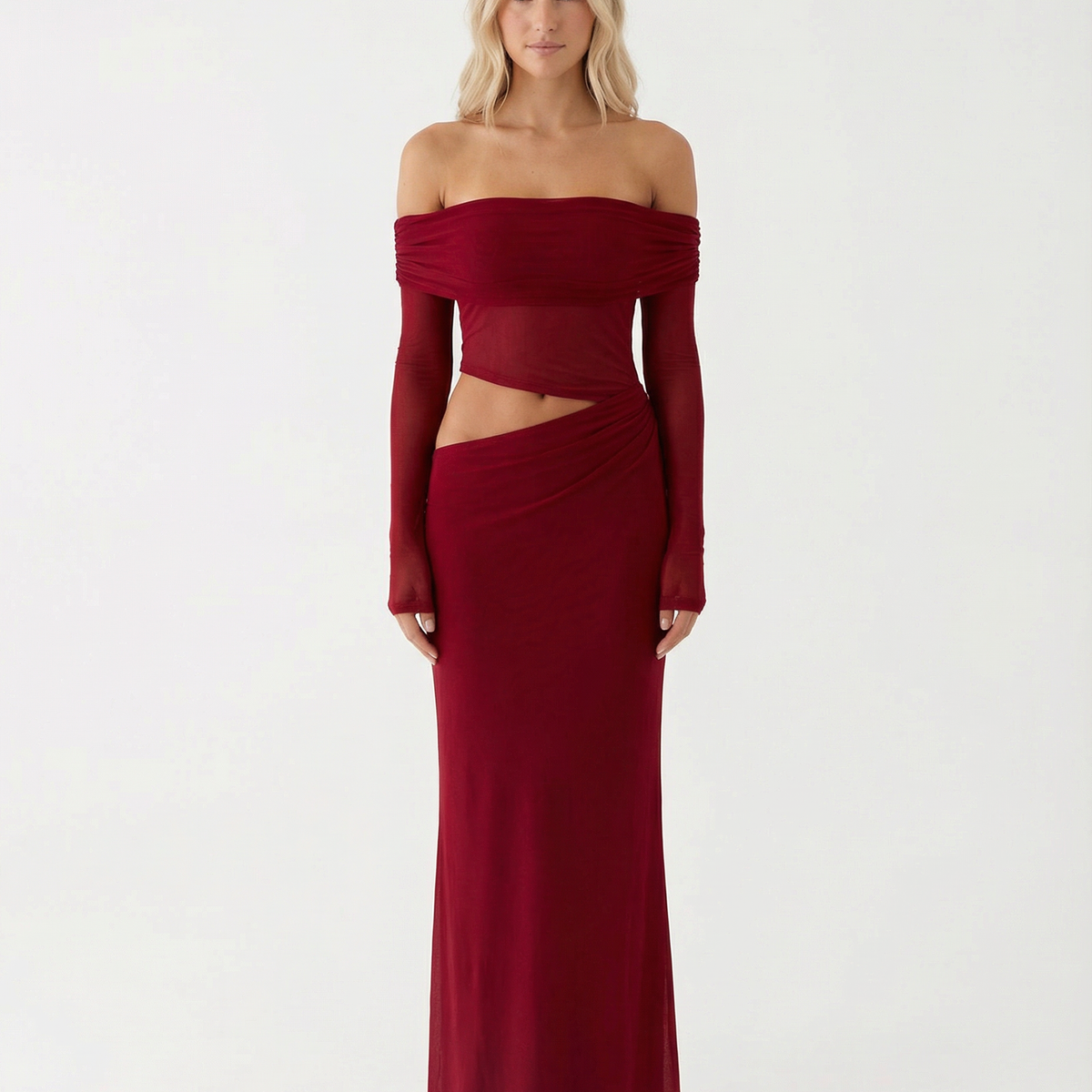 Bertie | Off Shoulder Maxi Dress with Side Cut-Outs