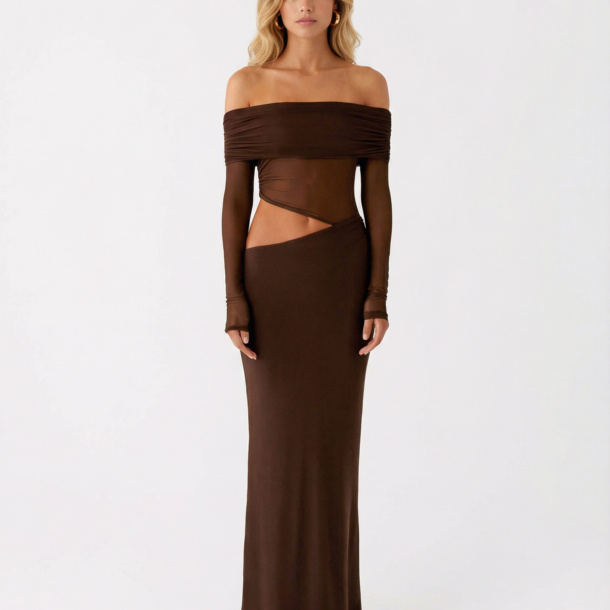 Bertie | Off Shoulder Maxi Dress with Side Cut-Outs