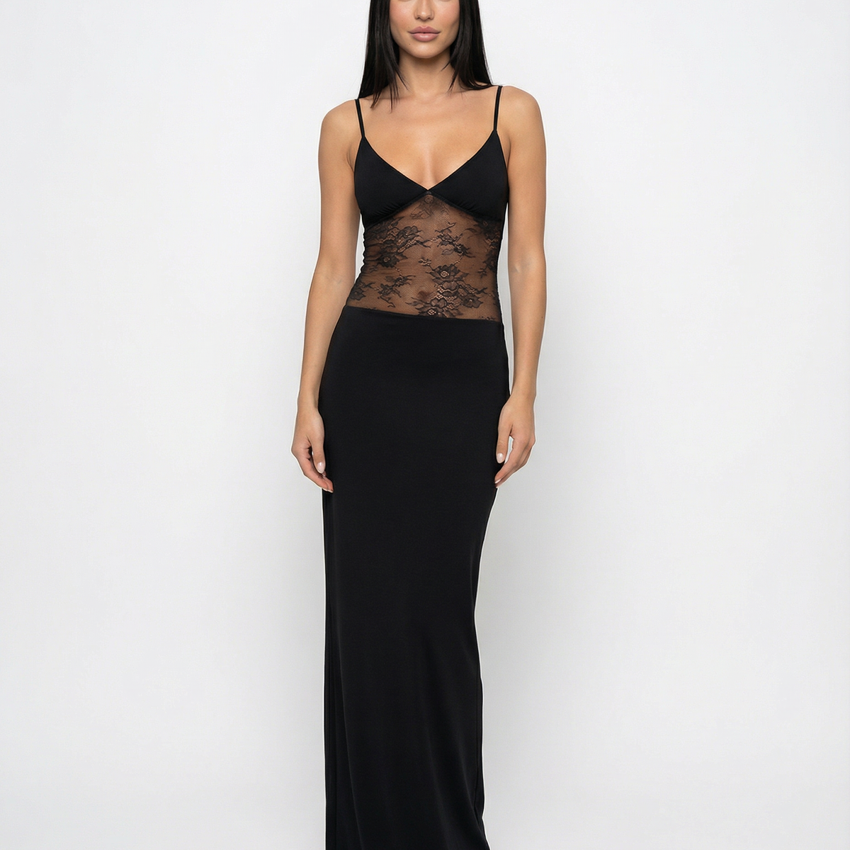 Caitlin | Maxi Dress with Lace Panel and Low Back