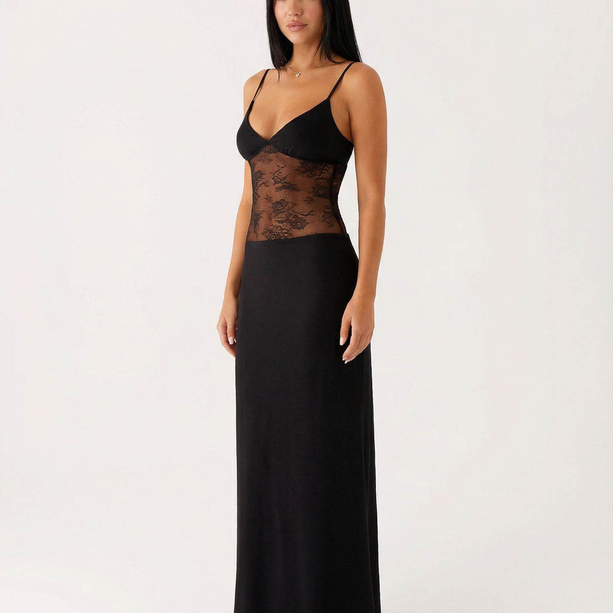 Caitlin | Maxi Dress with Lace Panel and Low Back