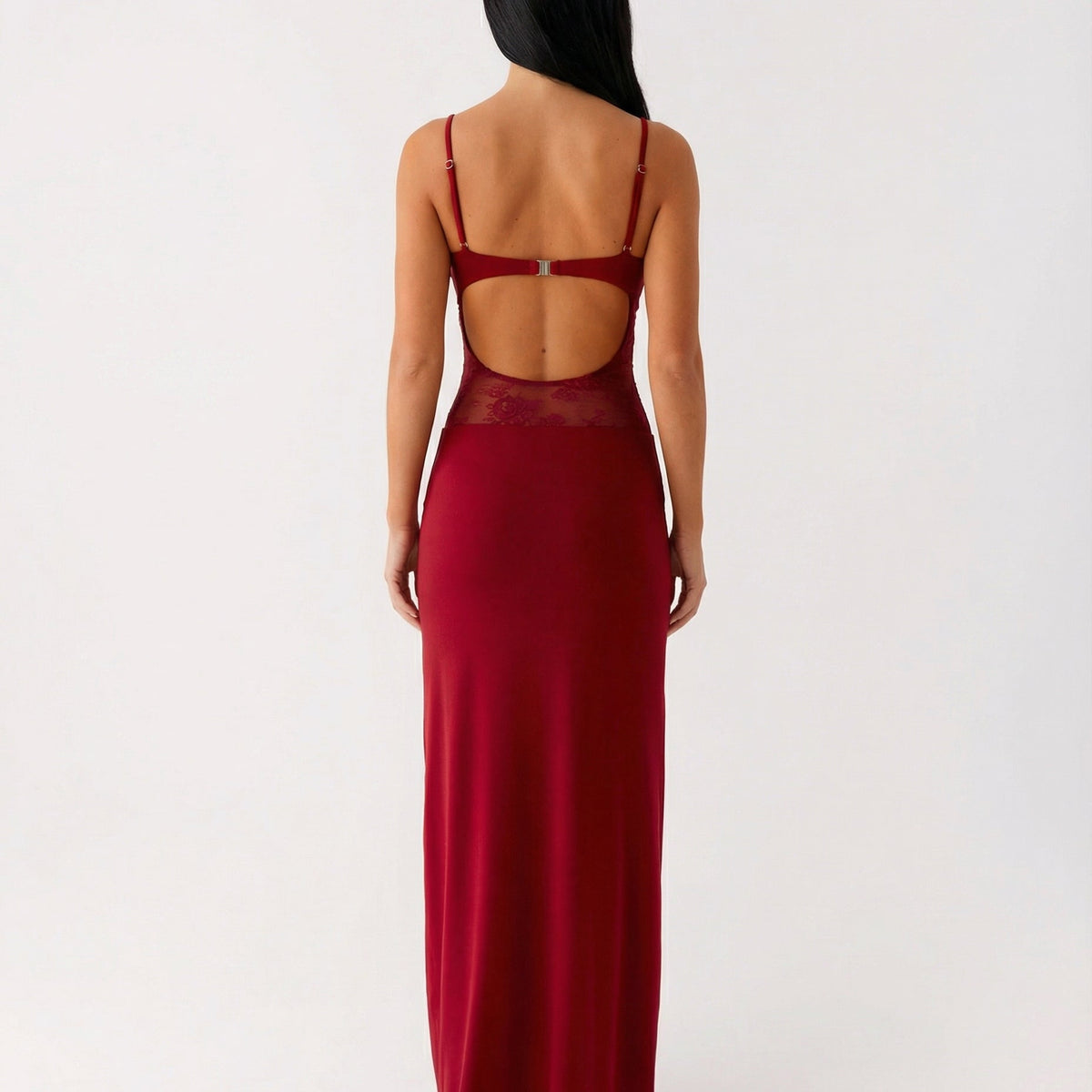 Caitlin | Maxi Dress with Lace Panel and Low Back