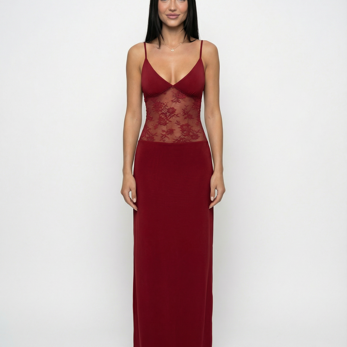 Caitlin | Maxi Dress with Lace Panel and Low Back