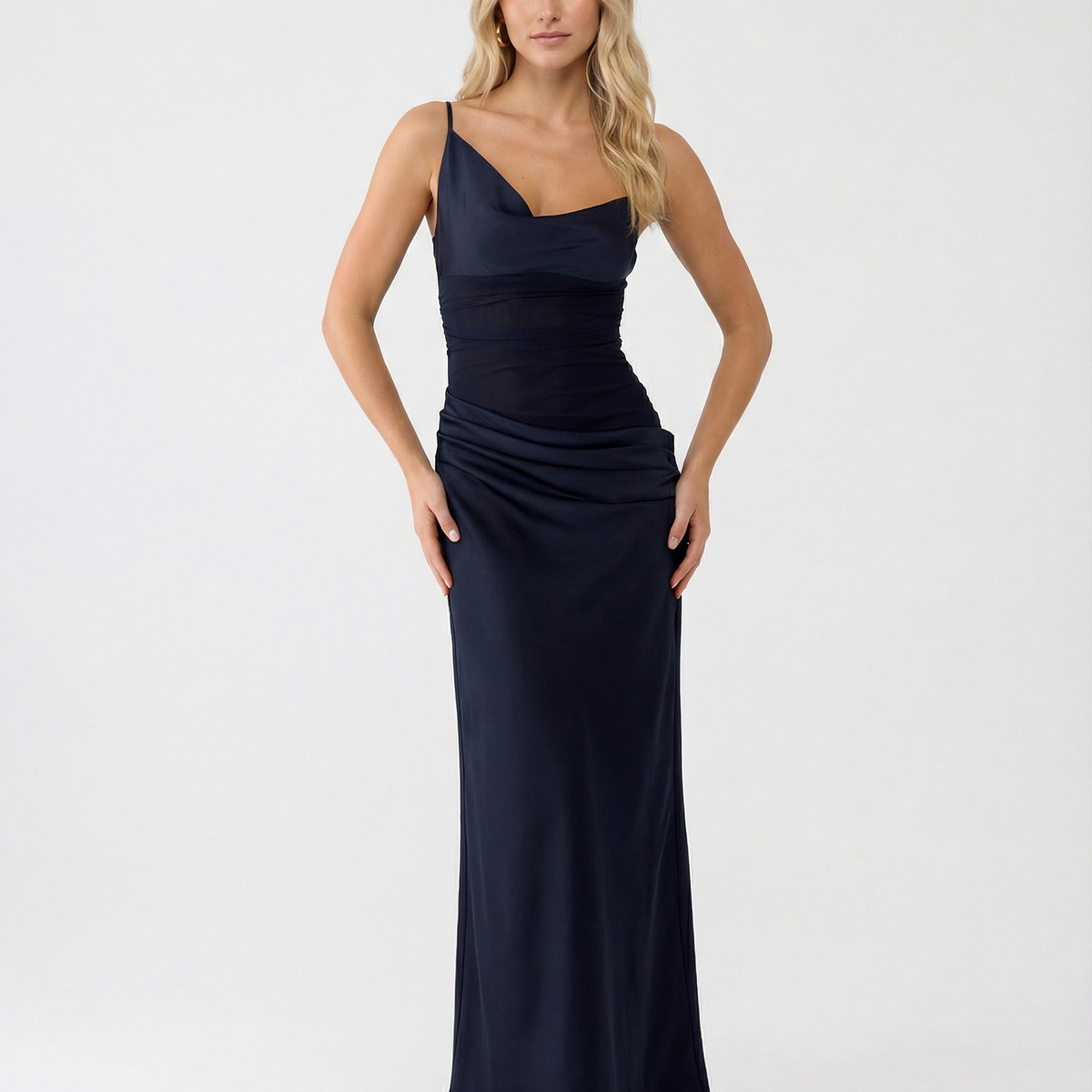 Tracie | Maxi Dress with Asymmetrical Neckline and Ruched Waist