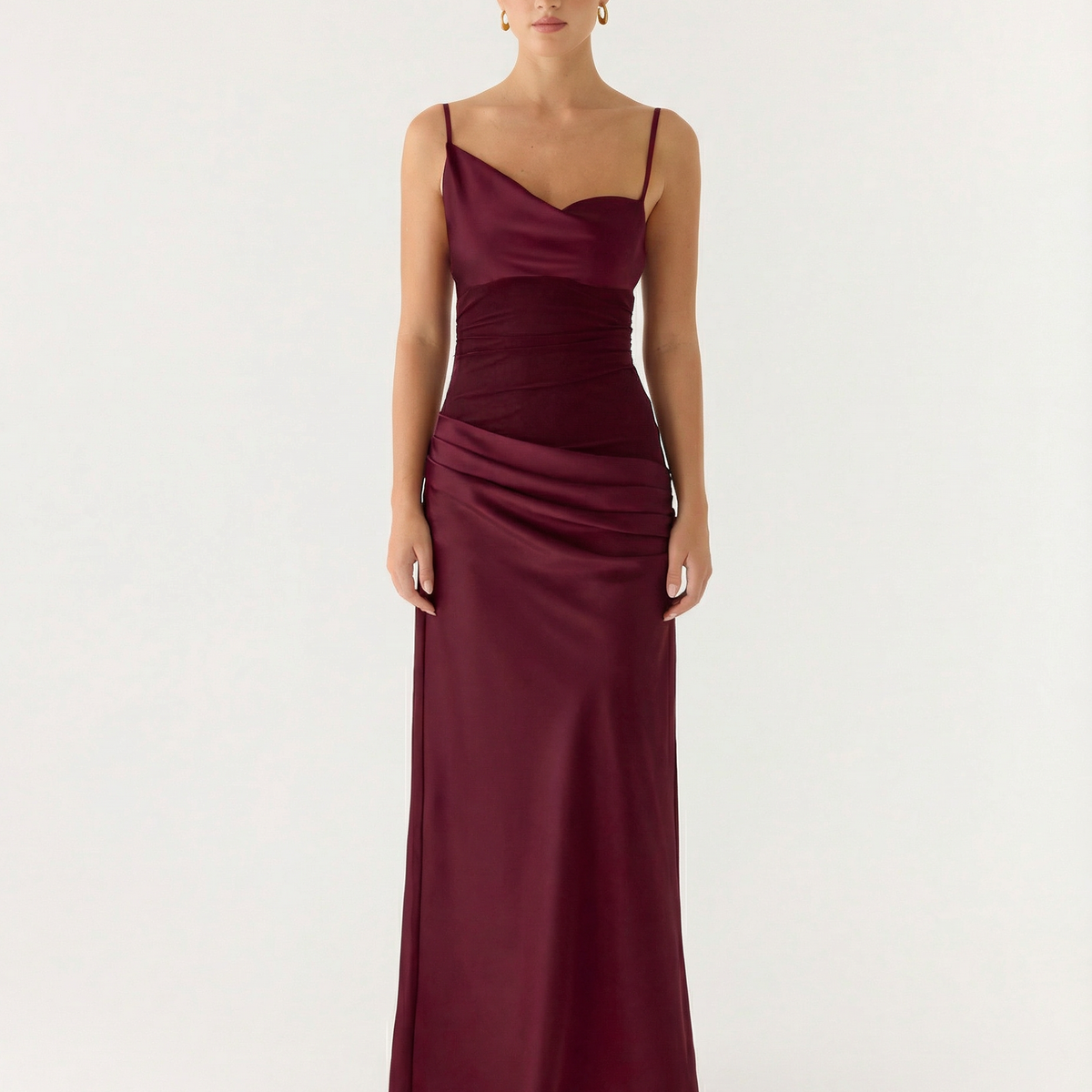 Tracie | Maxi Dress with Asymmetrical Neckline and Ruched Waist