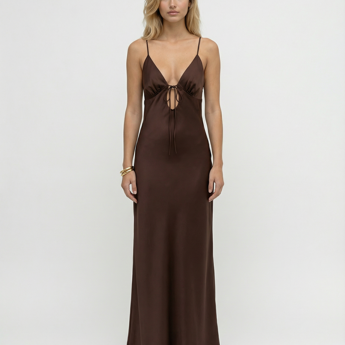 Colleen | Satin Maxi Dress with Cowl Neck