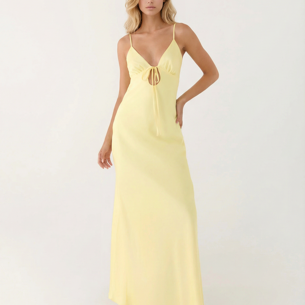 Colleen | Satin Maxi Dress with Cowl Neck