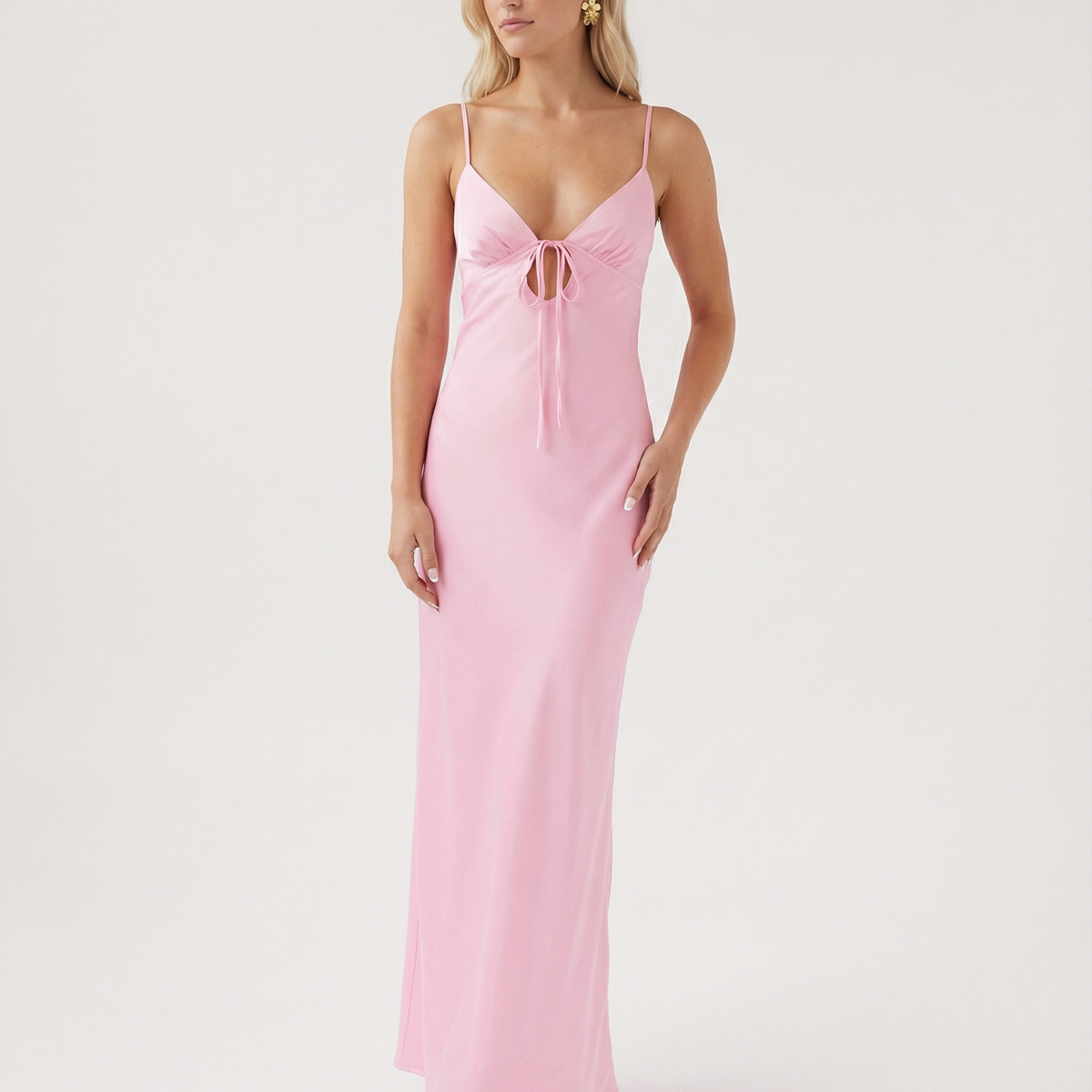 Colleen | Satin Maxi Dress with Cowl Neck