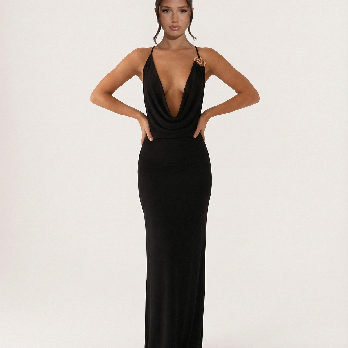 Sherri | Maxi Dress with Cowl Neck and Open Back