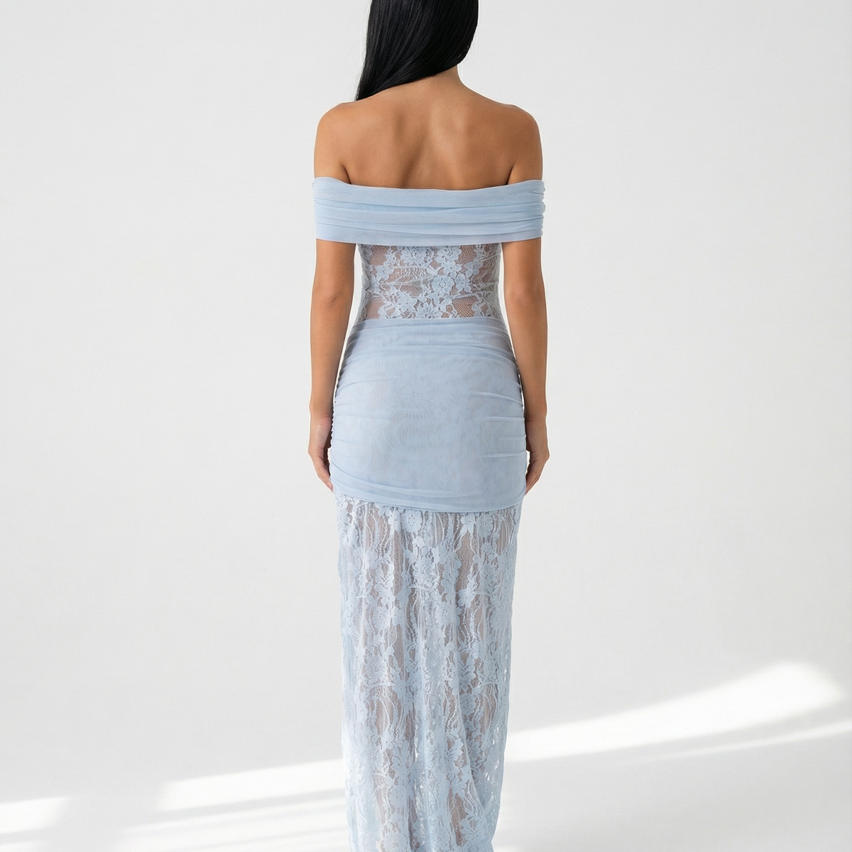 Krystal | Maxi Dress with Lace Panel and Twist Knot Detail