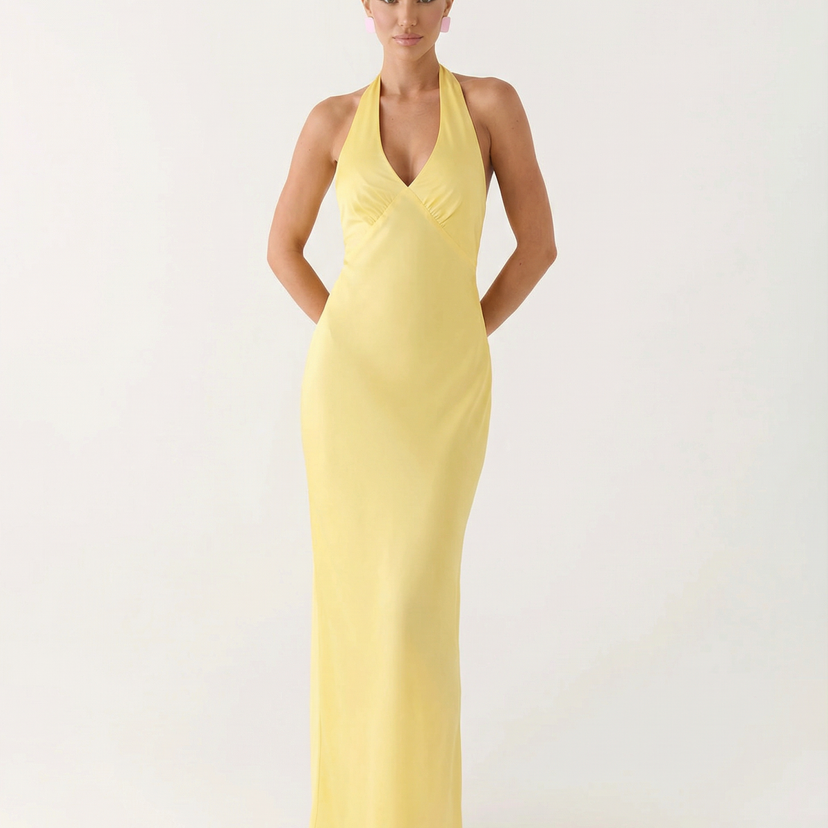 Addie | Halter Neck Maxi Dress with Low Back