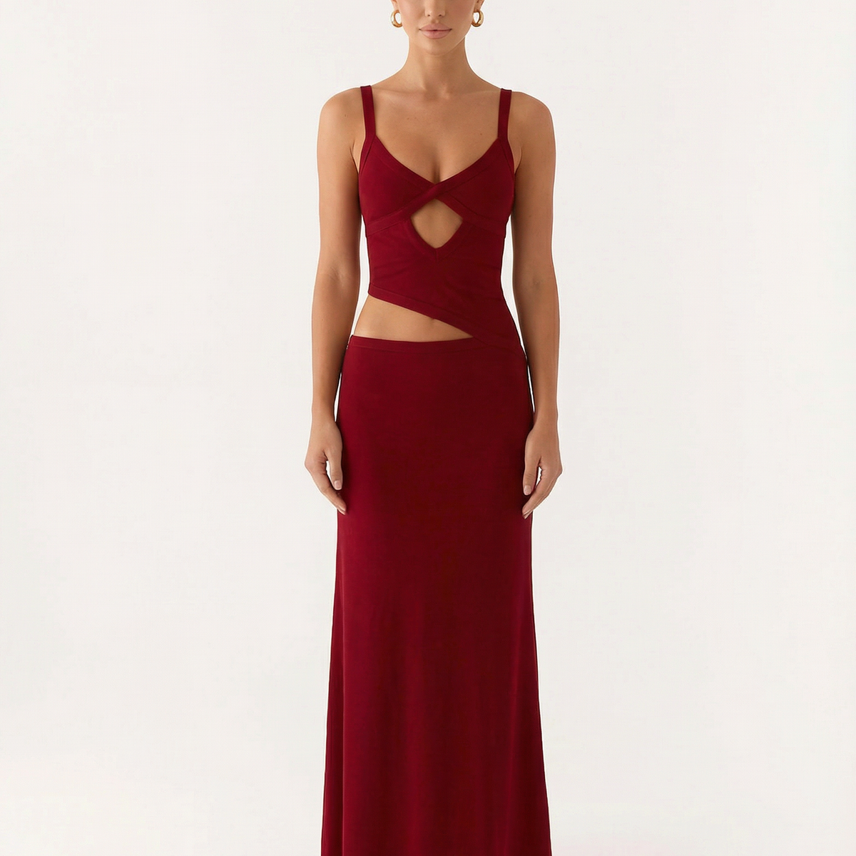 Erica | Bodycon Maxi Dress with Ruched Cut-Out Detail