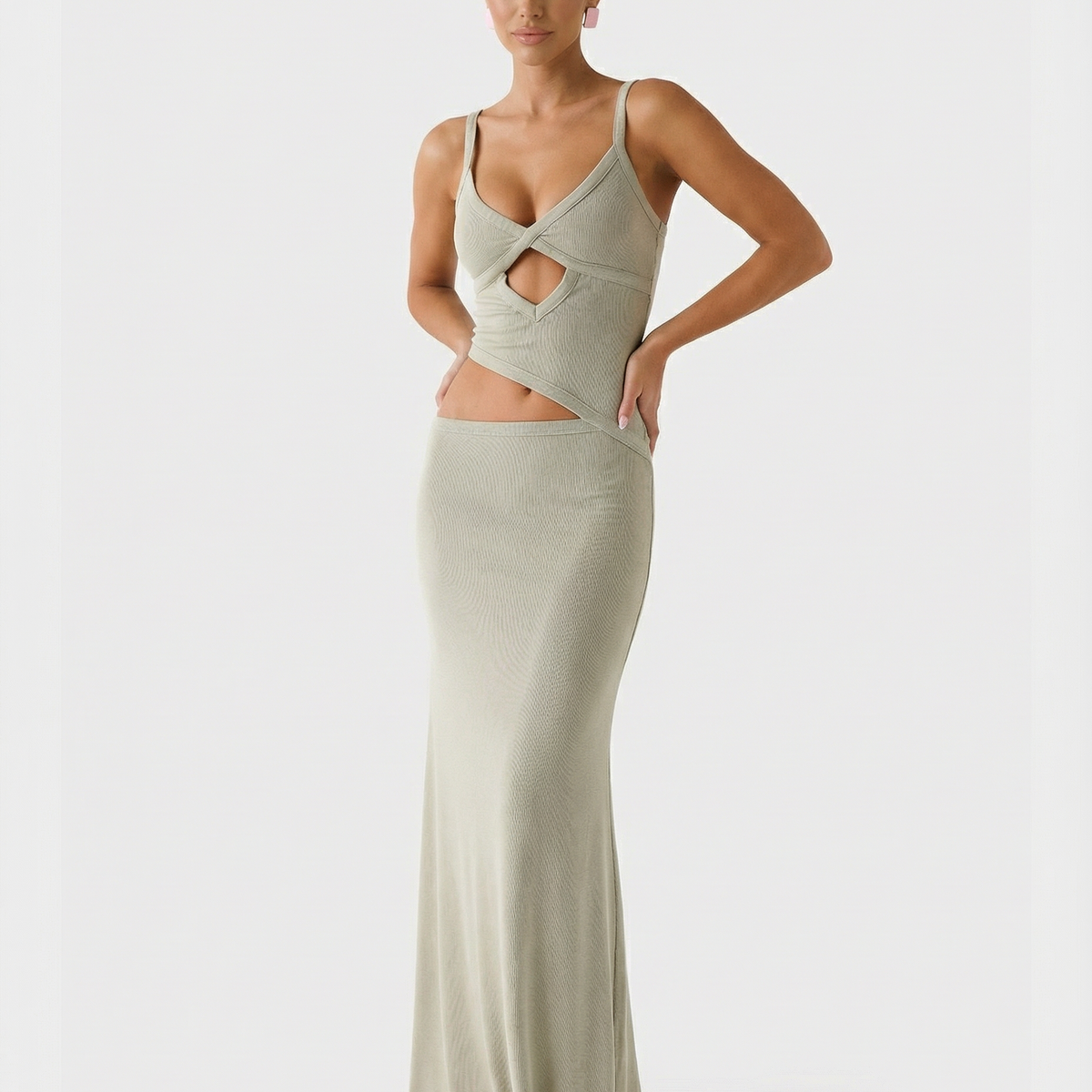 Erica | Bodycon Maxi Dress with Ruched Cut-Out Detail