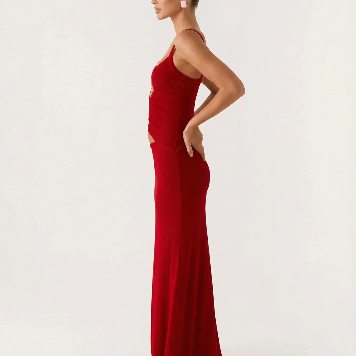 Erica | Bodycon Maxi Dress with Ruched Cut-Out Detail