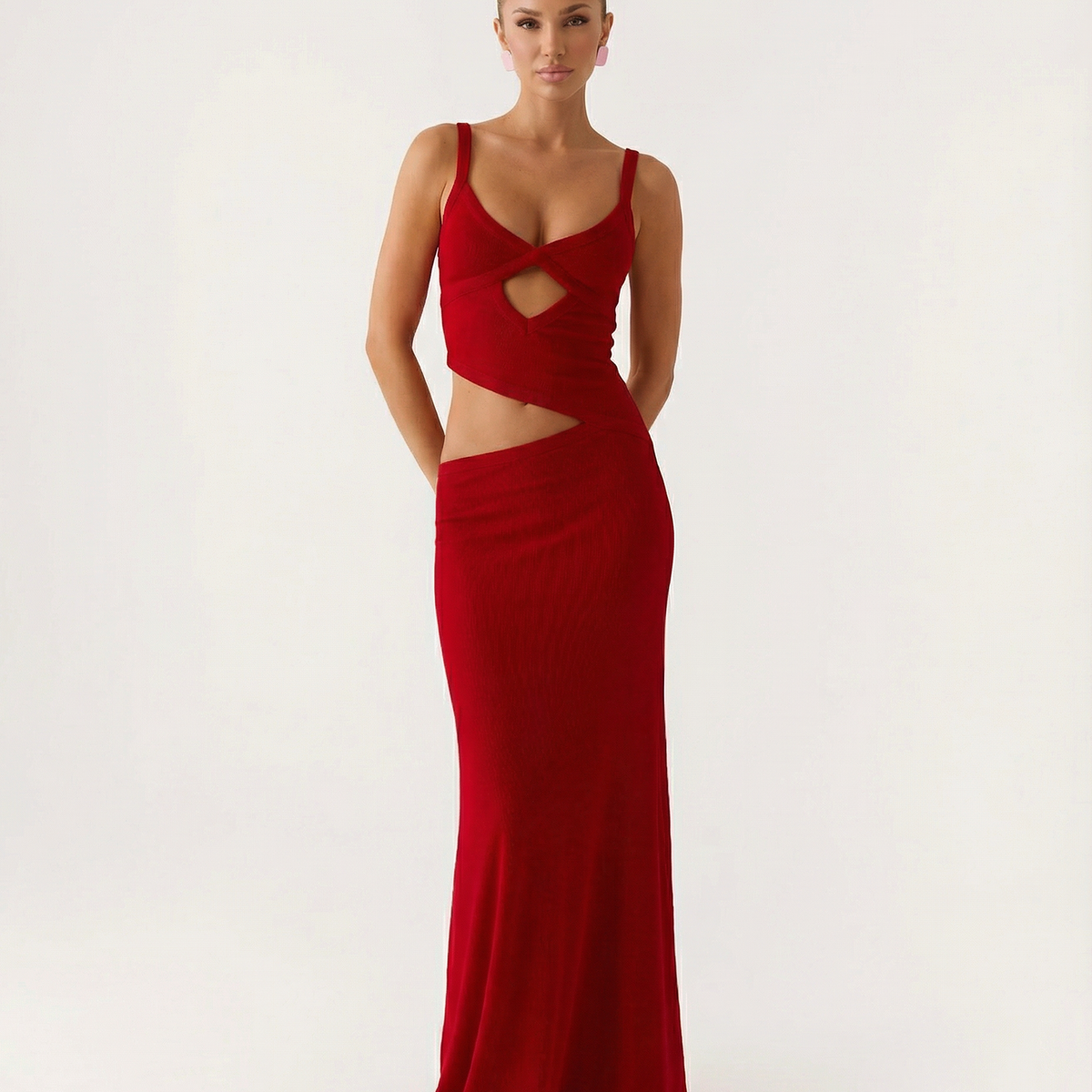 Erica | Bodycon Maxi Dress with Ruched Cut-Out Detail