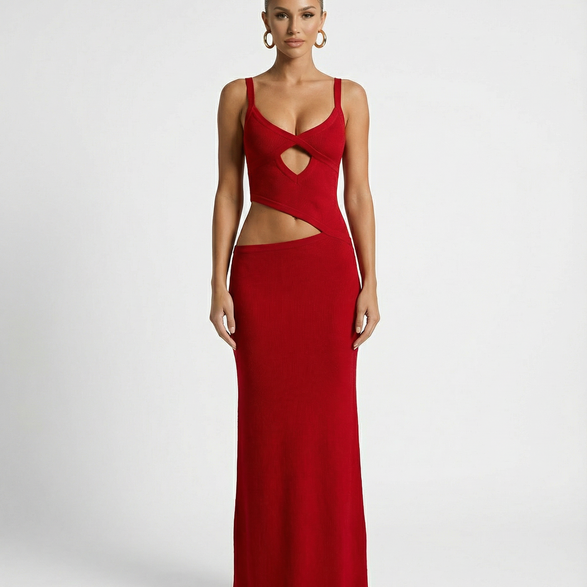 Erica | Bodycon Maxi Dress with Ruched Cut-Out Detail