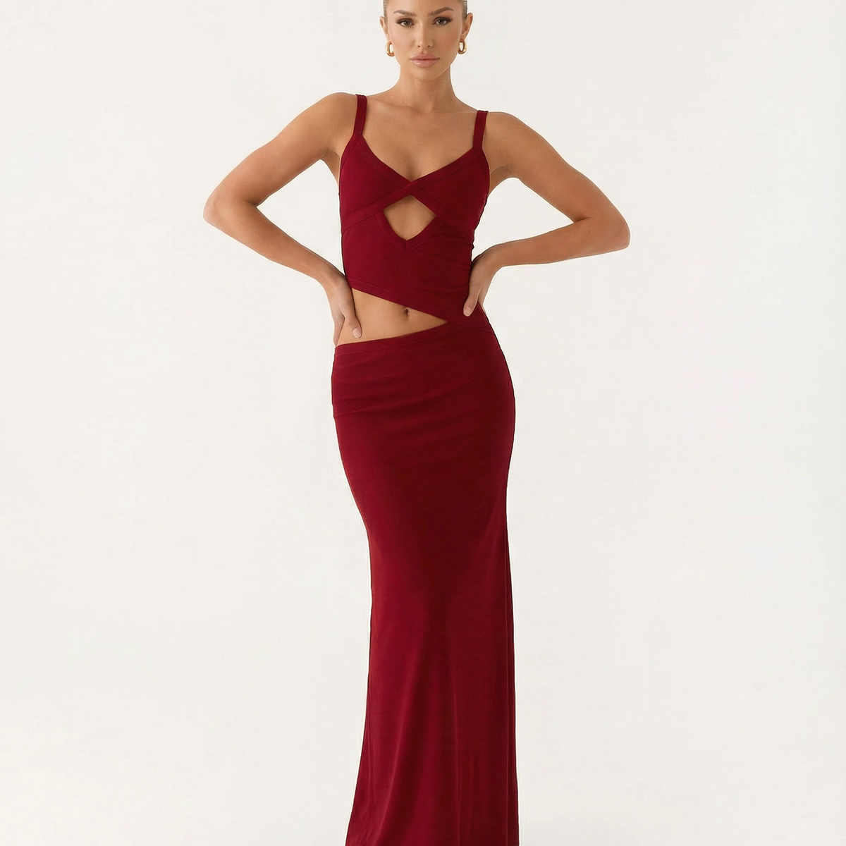 Erica | Bodycon Maxi Dress with Ruched Cut-Out Detail