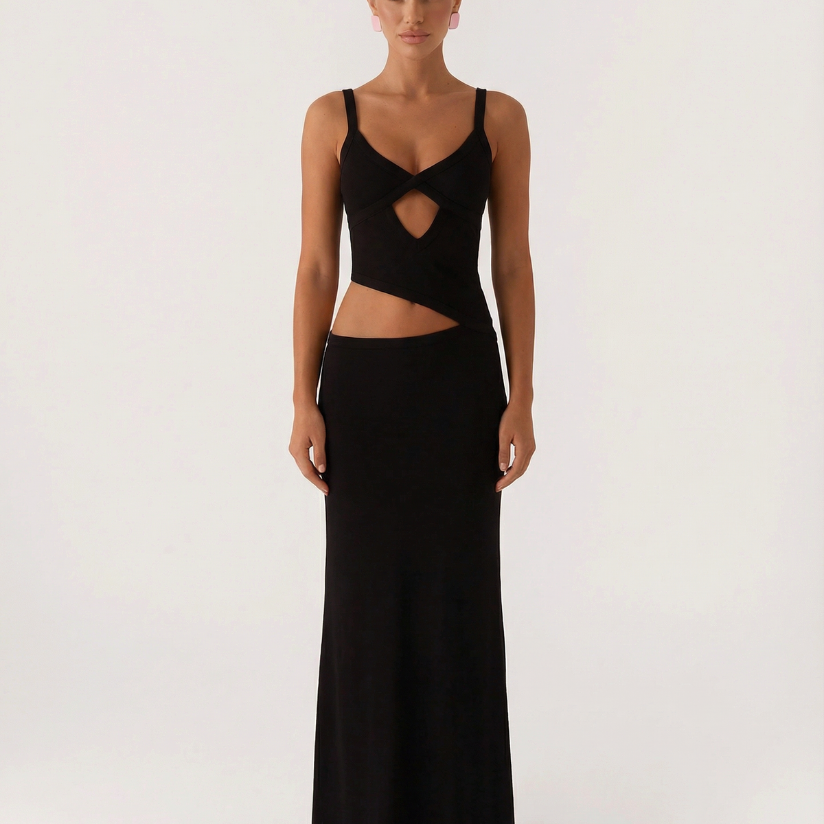 Erica | Bodycon Maxi Dress with Ruched Cut-Out Detail