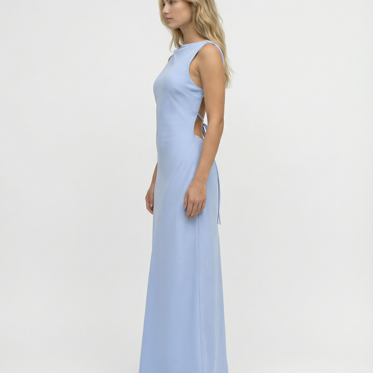 Becky | Satin Maxi Dress with Open Back and Strap Detail