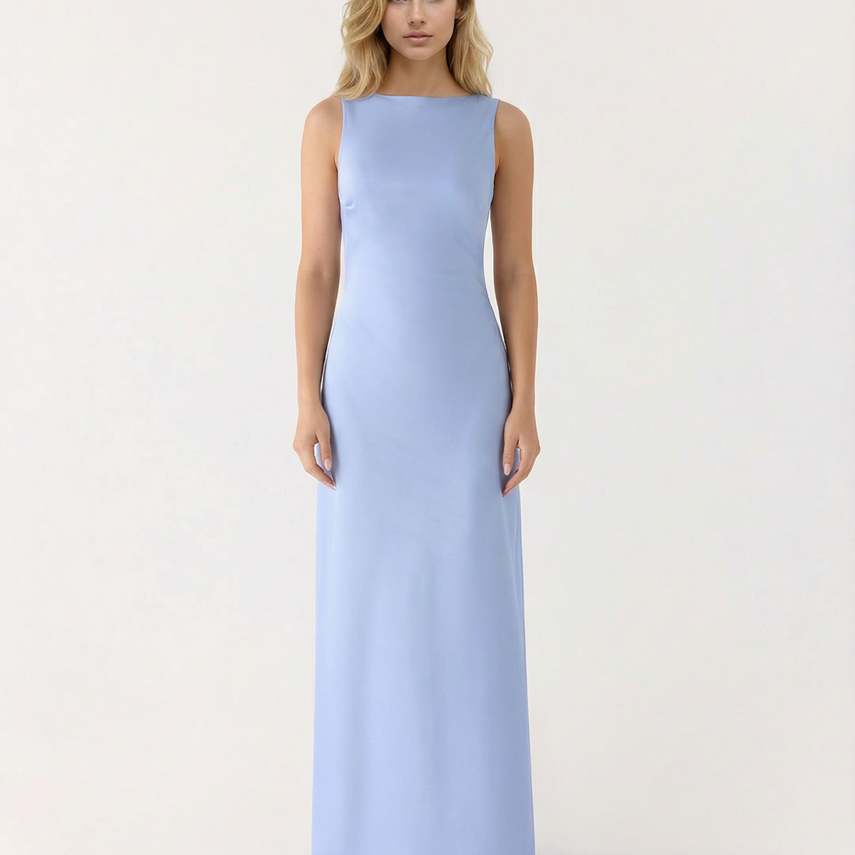 Becky | Satin Maxi Dress with Open Back and Strap Detail