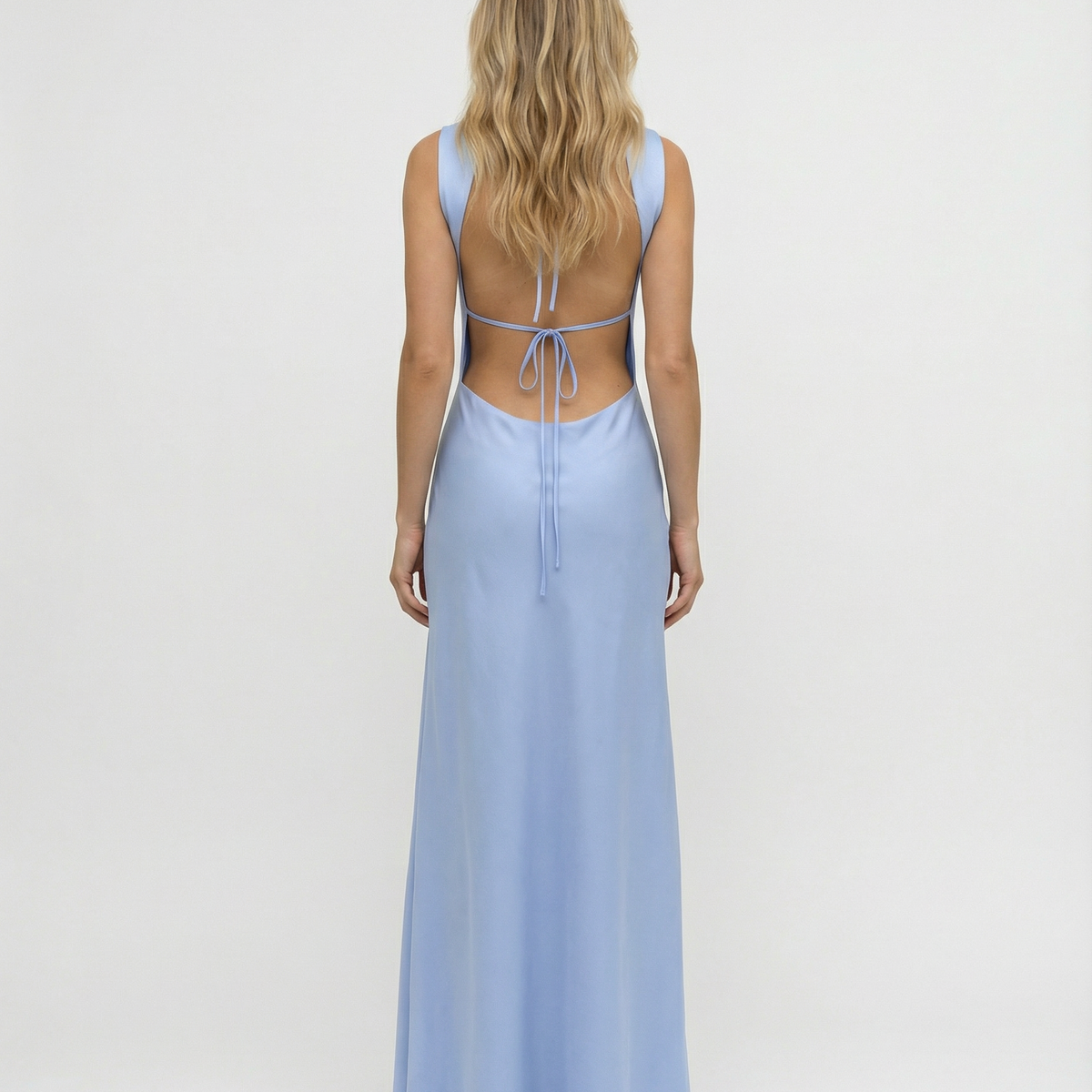 Becky | Satin Maxi Dress with Open Back and Strap Detail