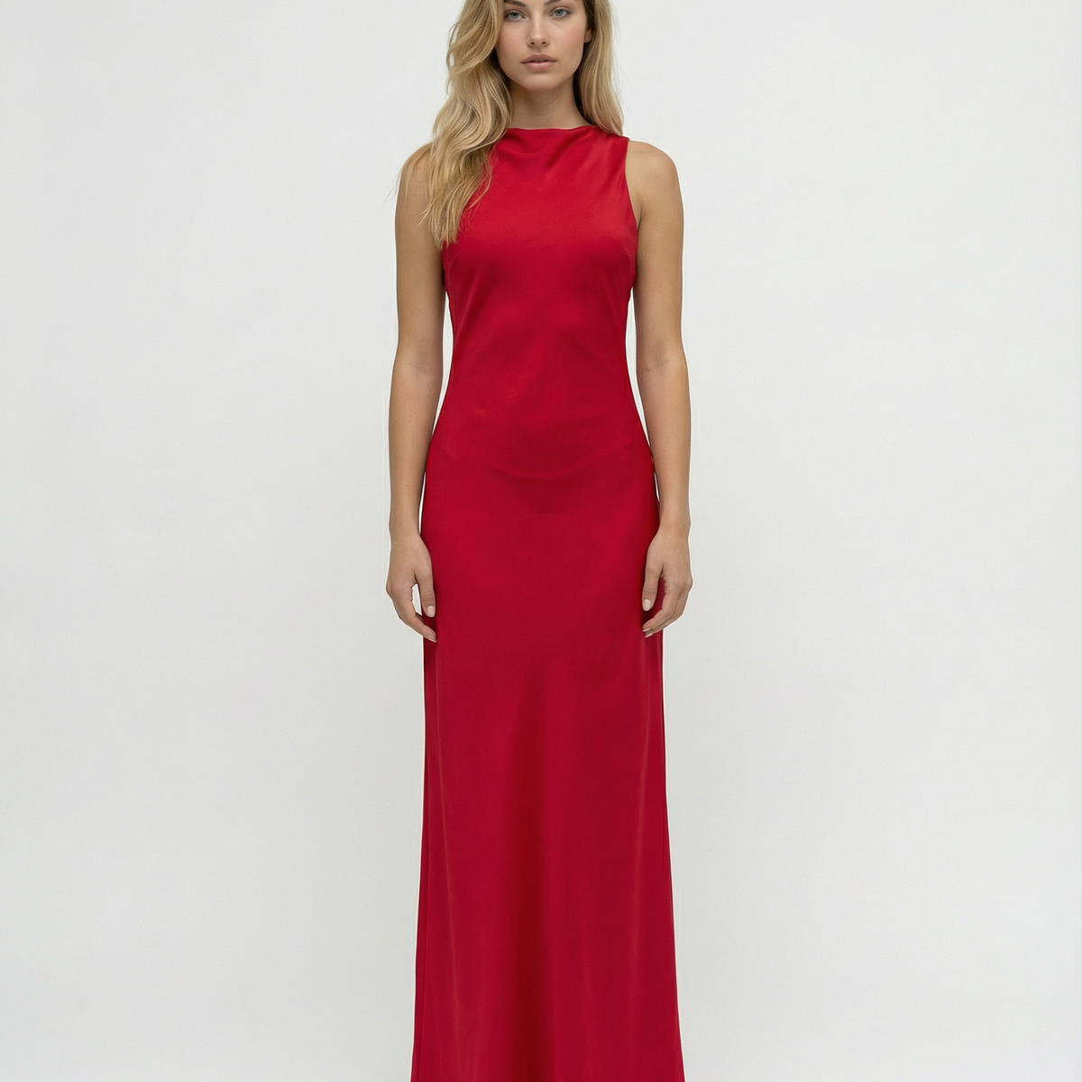 Becky | Satin Maxi Dress with Open Back and Strap Detail