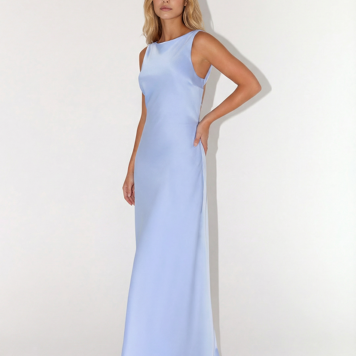 Becky | Satin Maxi Dress with Open Back and Strap Detail