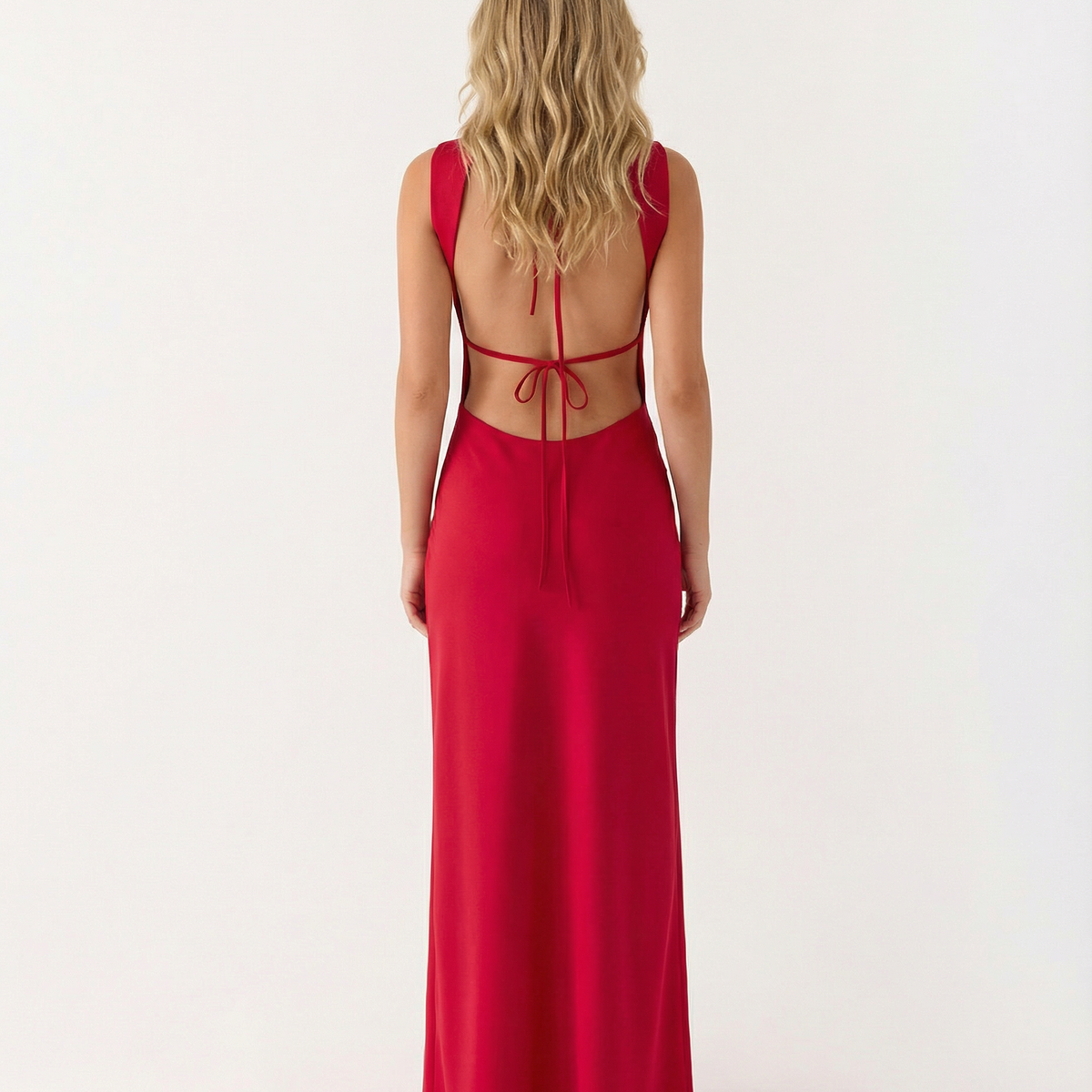 Becky | Satin Maxi Dress with Open Back and Strap Detail