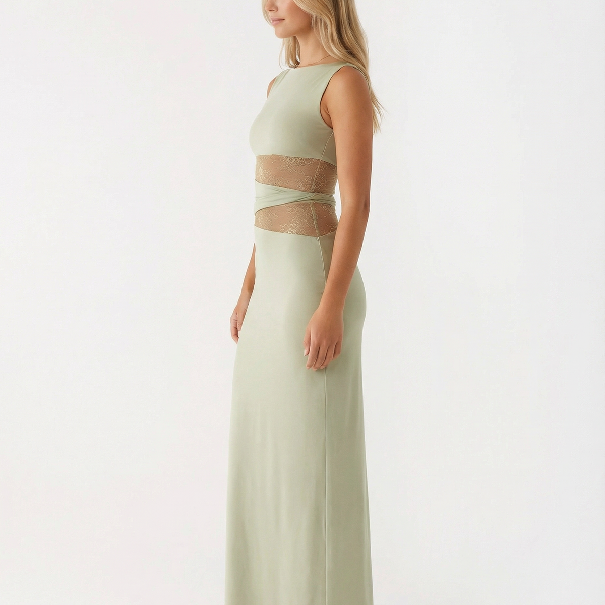 Katy | Maxi Dress with Lace Waist Cut-Out