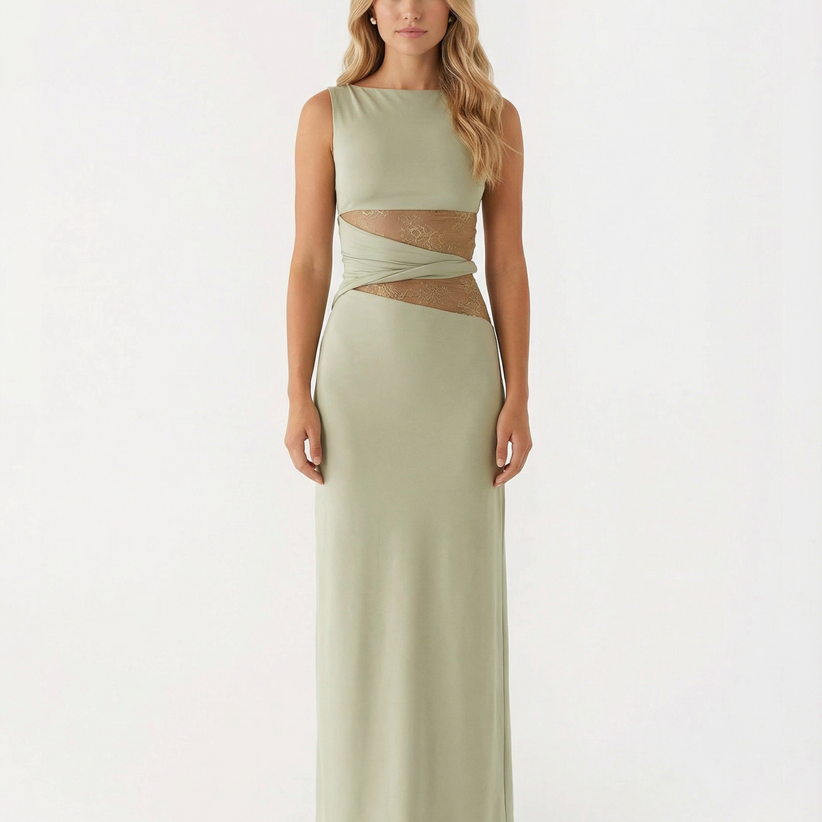 Katy | Maxi Dress with Lace Waist Cut-Out