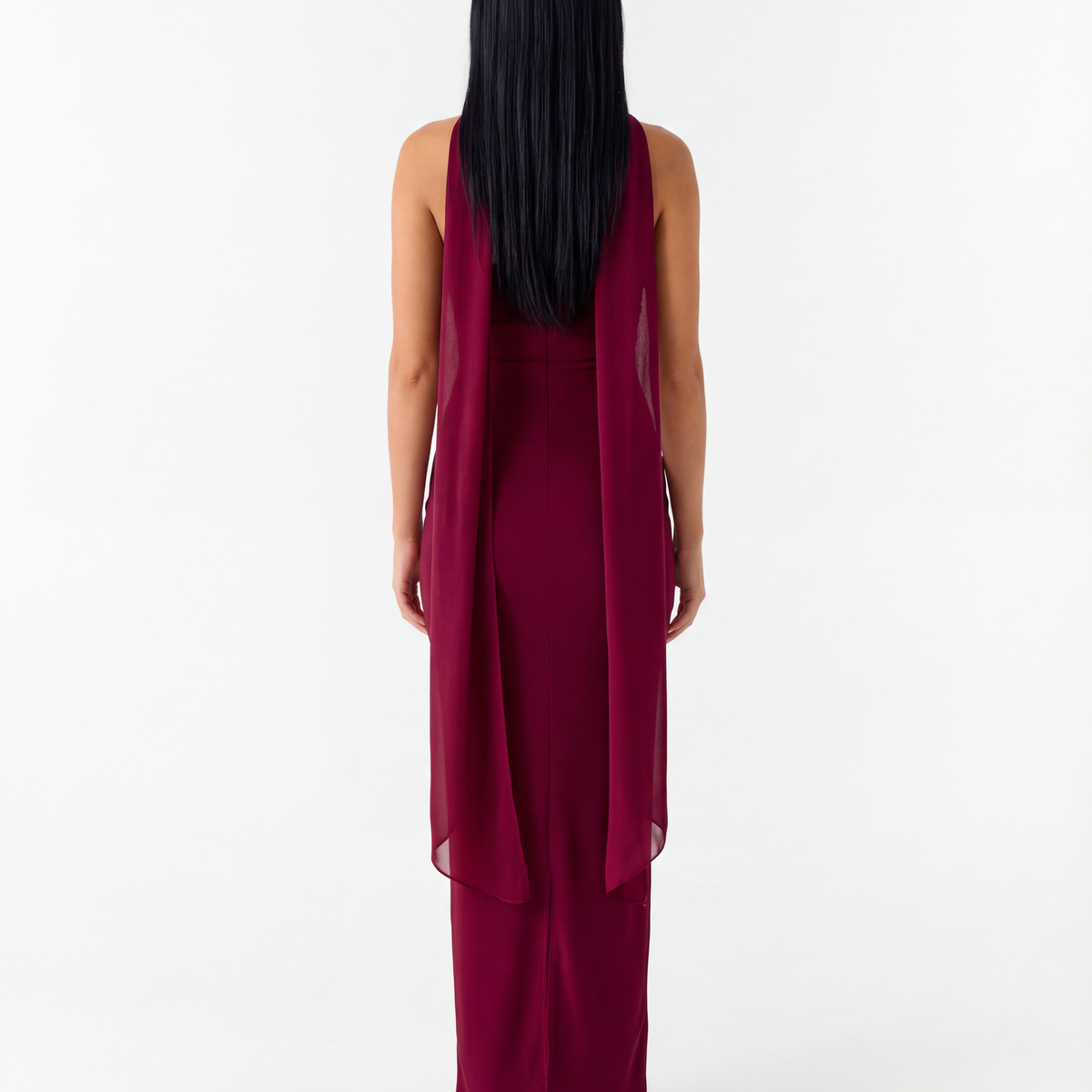 Latoya | Strapless Ruched Maxi Dress with Scarf