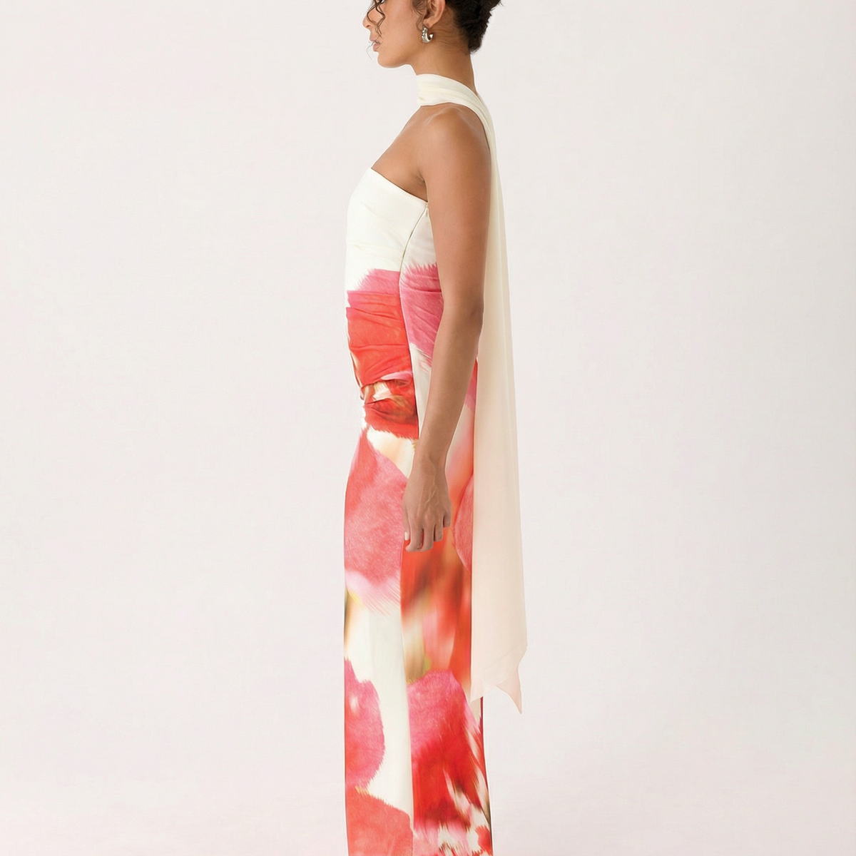 Latoya | Strapless Ruched Maxi Dress with Scarf