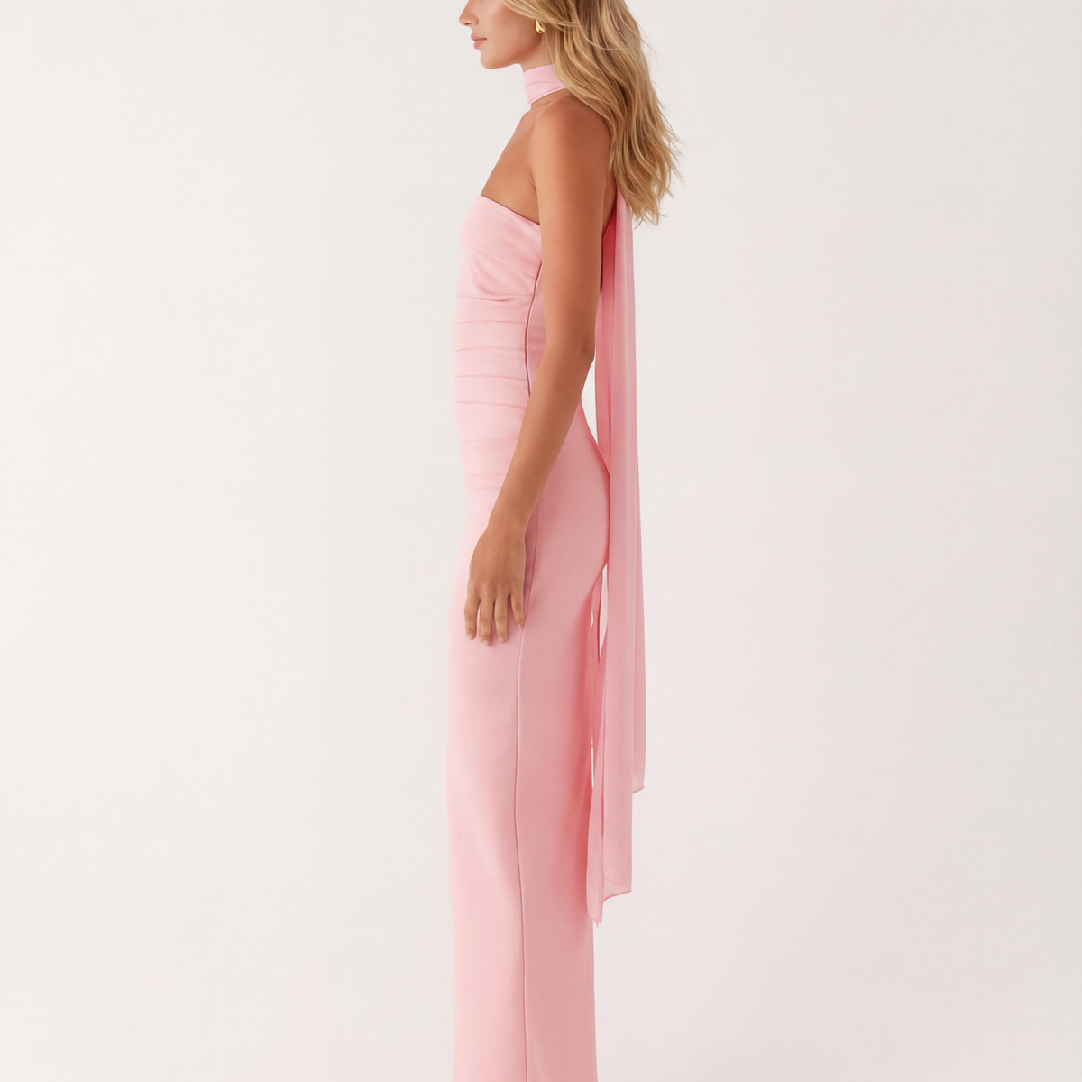 Latoya | Strapless Ruched Maxi Dress with Scarf