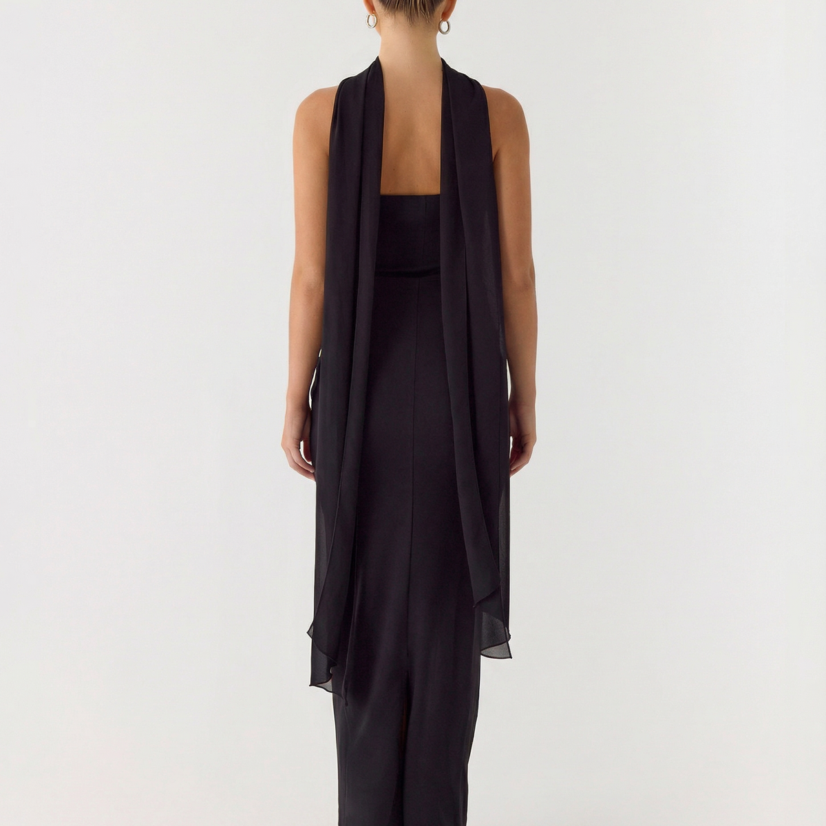 Latoya | Strapless Ruched Maxi Dress with Scarf