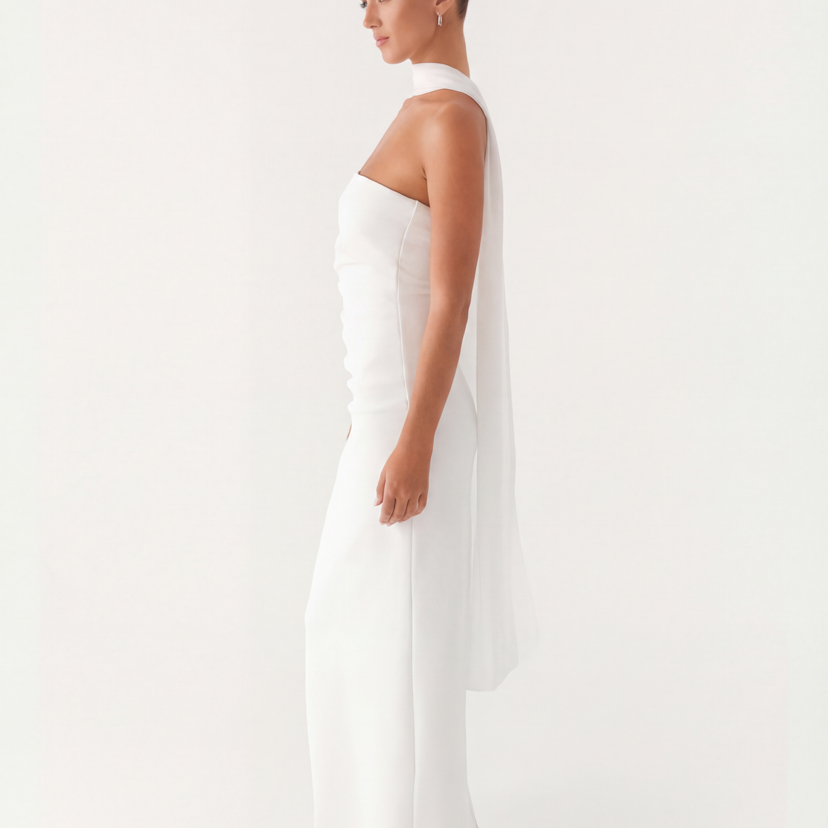 Latoya | Strapless Ruched Maxi Dress with Scarf