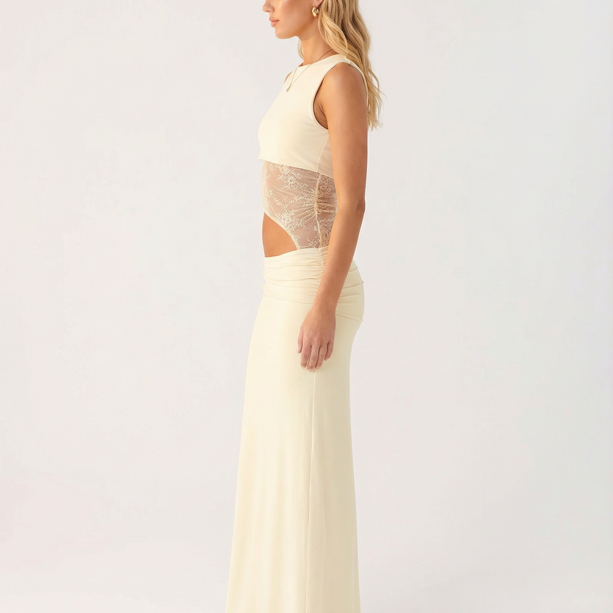 Edna | One-Shoulder Lace Cutout Maxi Dress