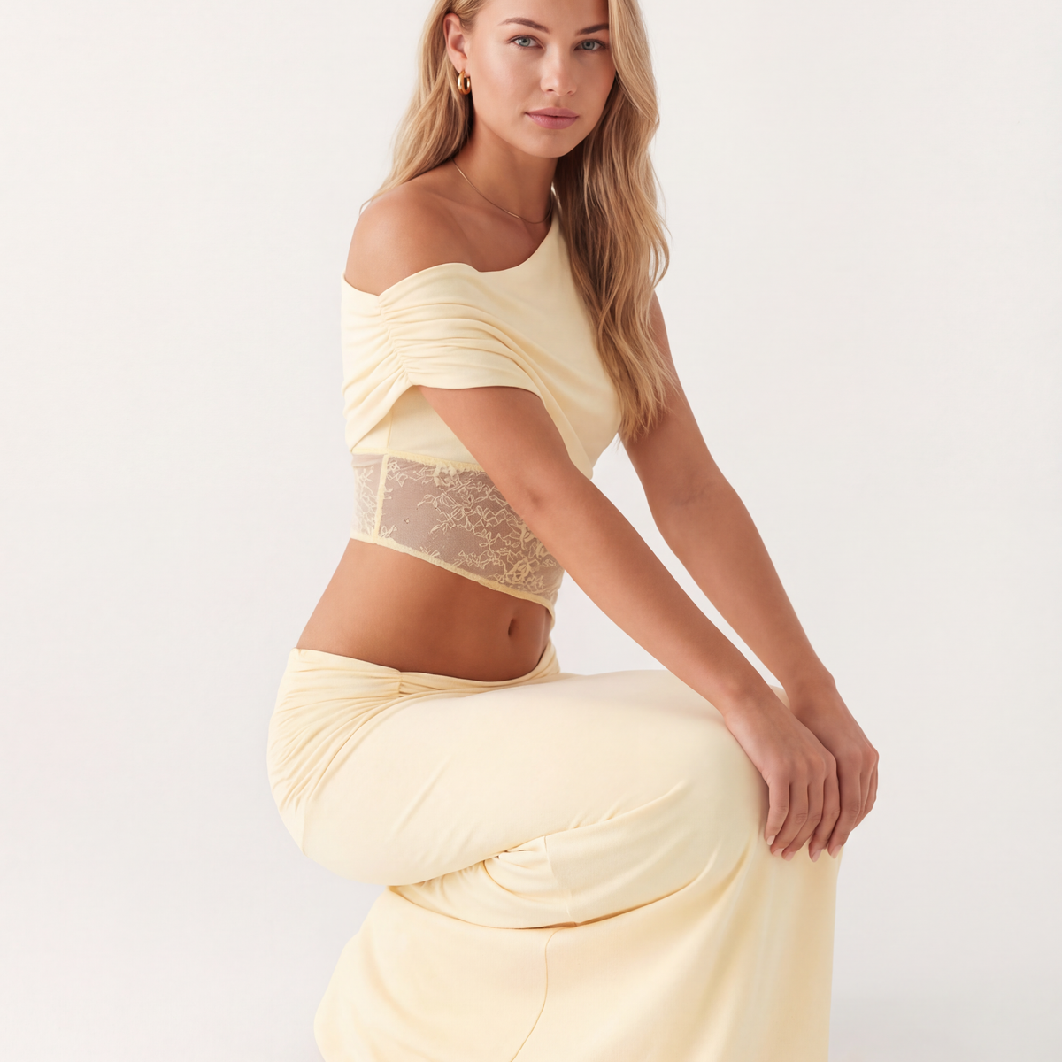 Edna | One-Shoulder Lace Cutout Maxi Dress