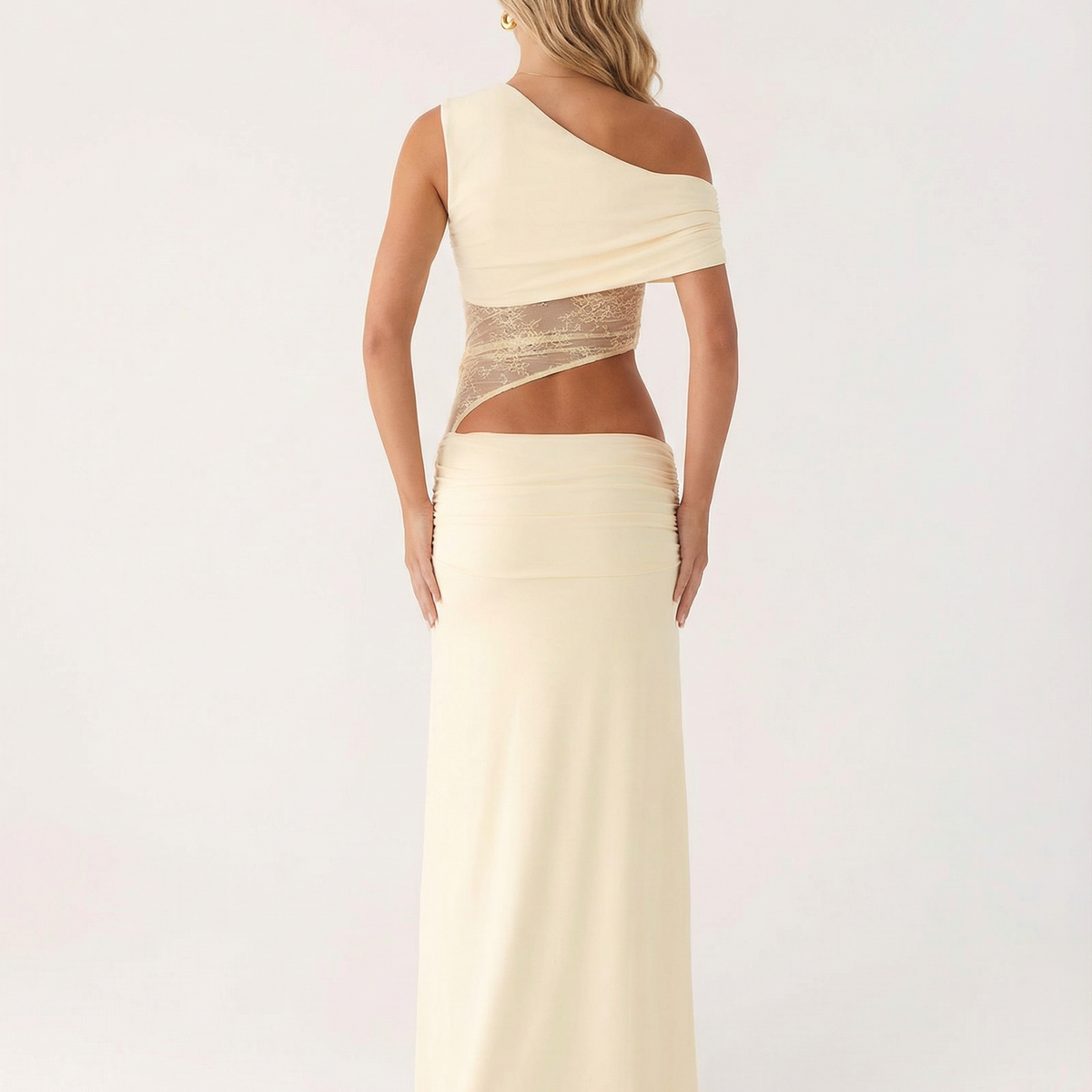 Edna | One-Shoulder Lace Cutout Maxi Dress