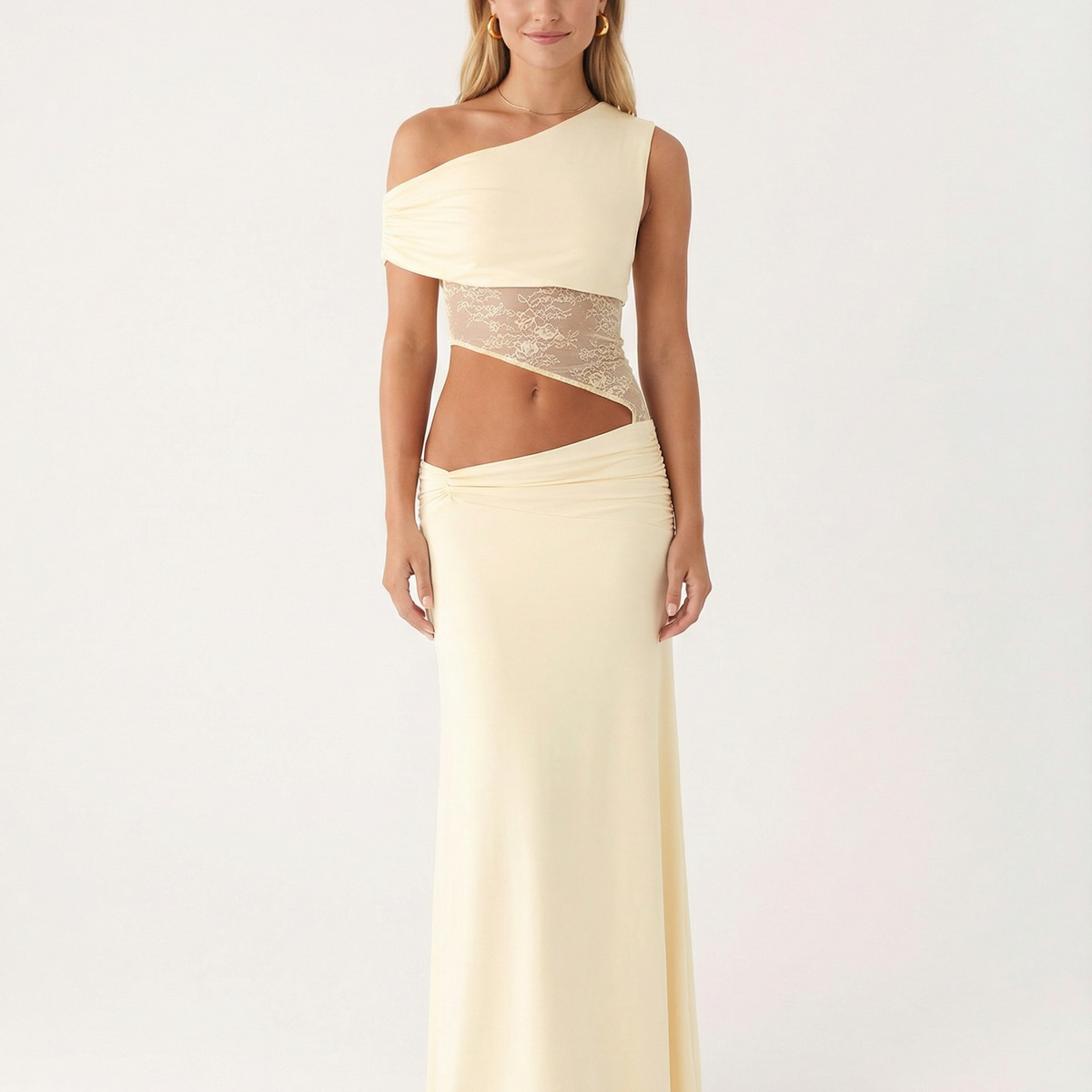 Edna | One-Shoulder Lace Cutout Maxi Dress