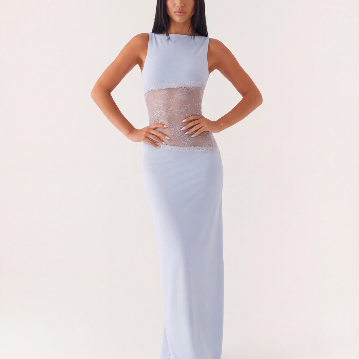 Marta | Lace Waist Open Back Maxi Dress