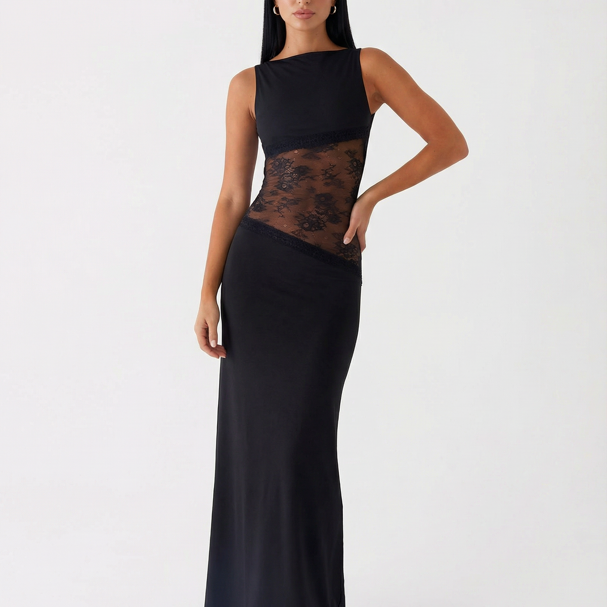 Marta | Lace Waist Open Back Maxi Dress