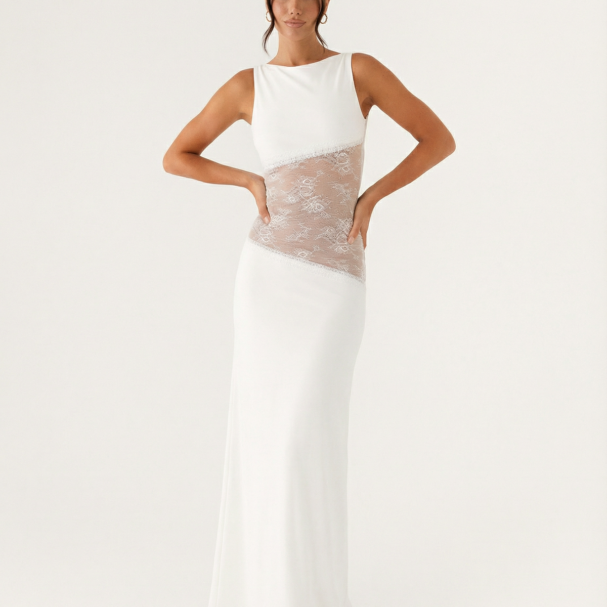 Marta | Lace Waist Open Back Maxi Dress