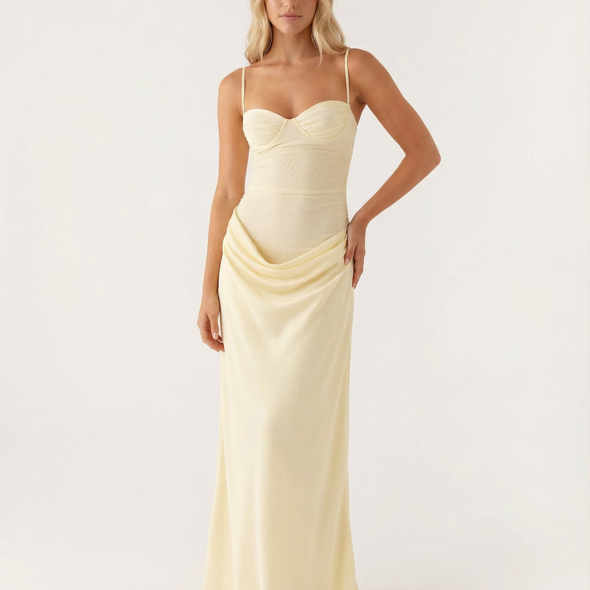 Tiffany | Maxi Dress with Underwired Bust and Cowl Draping